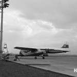 セスナ170と日本航空のダグラスDC-6B　1955年（昭和30年代）中ごろ。